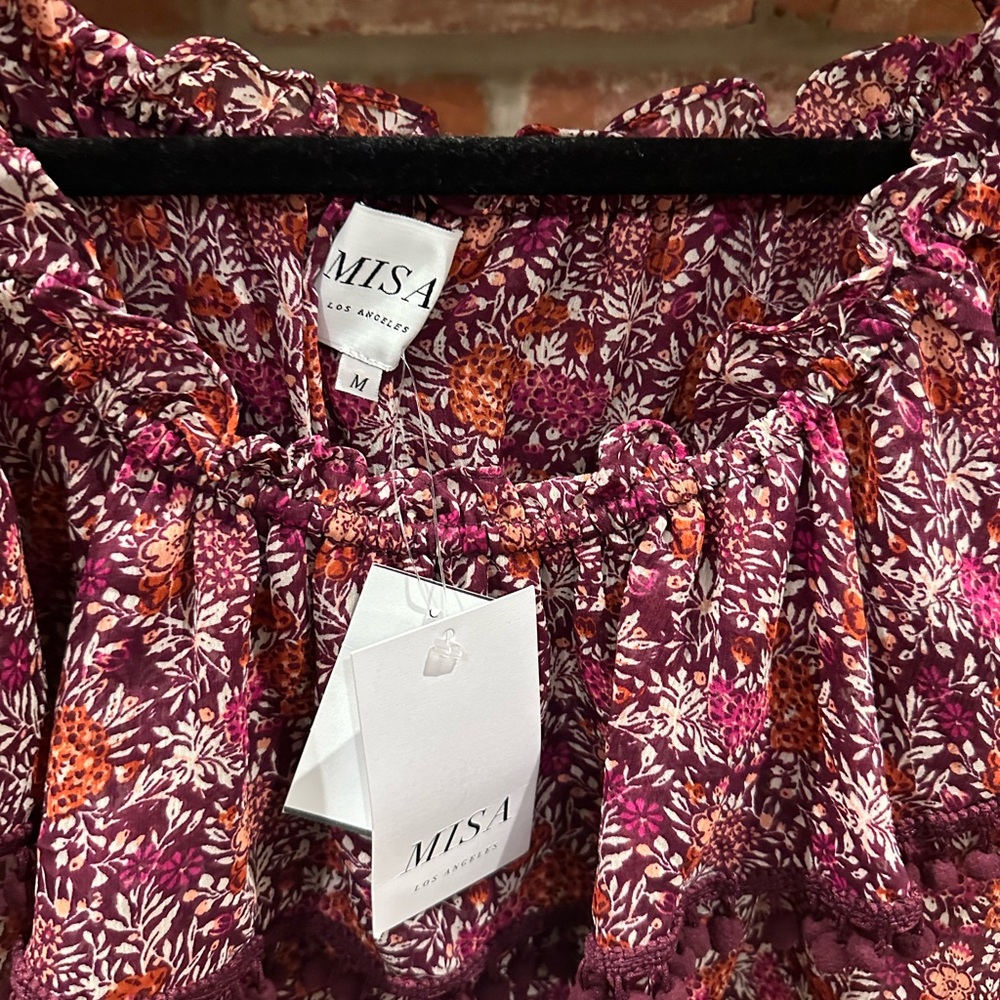Misa Los Angeles Purple and Pink Floral Top